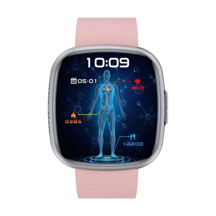 ET593 1.75 inch IPS Square Screen Smart Watch, ECG Electrocardiogram / Blood Sugar Monitoring(Pink)