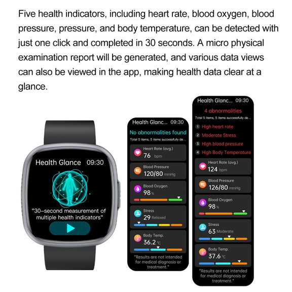 ET593 1.75 inch IPS Square Screen Smart Watch, ECG Electrocardiogram / Blood Sugar Monitoring(Black)