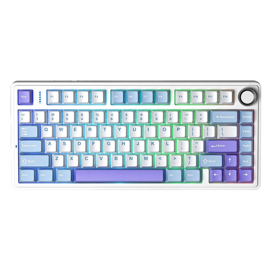 AULA F75 80 Keys Wired/2.4G/Bluetooth Three Model Customized RGB Mechanical Keyboard(White Blue Purple) - free shipping - PMC Jewellery - Order now!