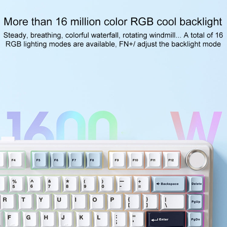 AULA F75 80 Keys Wired/2.4G/Bluetooth Three Model Customized RGB Mechanical Keyboard(Glacier Blue)