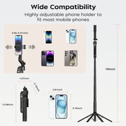 FUNSNAP A6 360 Degree Al Gimbal Selfie Stick Smart Face Tracking Integrated Tripod(Black)