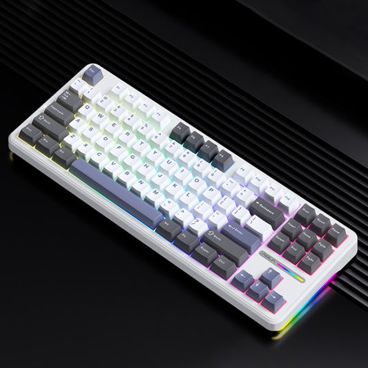 AULA F87 87 Keys Wired/2.4G/Bluetooth Three Model Customized RGB Mechanical Keyboard(White Grey Blue) - free shipping - PMC Jewellery - Order now!
