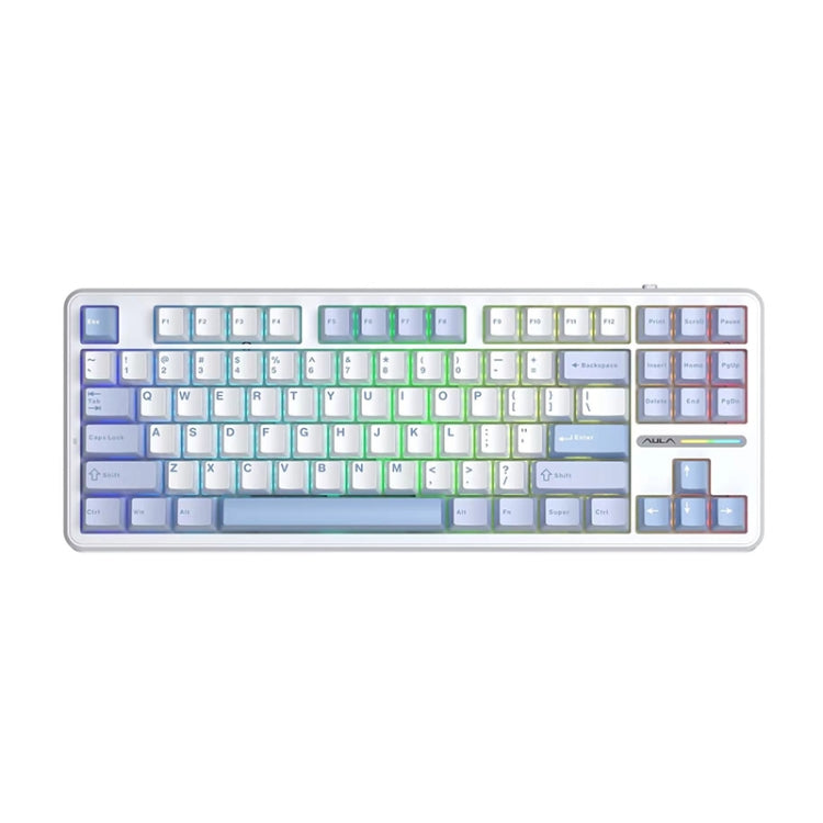 AULA F87 87 Keys Wired/2.4G/Bluetooth Three Model Customized RGB Mechanical Keyboard(Sea Salt Blue) - free shipping - PMC Jewellery - Order now!