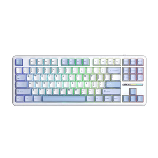 AULA F87 87 Keys Wired/2.4G/Bluetooth Three Model Customized RGB Mechanical Keyboard(Sea Salt Blue) - free shipping - PMC Jewellery - Order now!