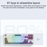 AULA F87 Pro 87 Keys Wired/2.4G/Bluetooth Three Model Customized RGB Mechanical Keyboard(Ash Wood Shaft V4)