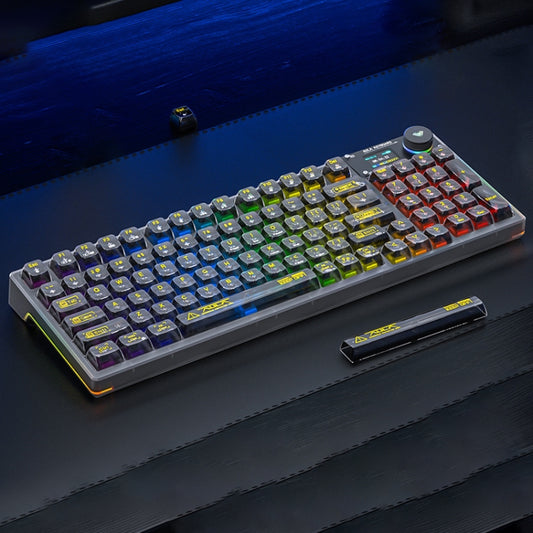 AULA F98 Pro 99 Keys Wired/2.4G/Bluetooth Three Model RGB Mechanical Keyboard, Shaft:Ice Crystal Shaft(Transparent Black) - free shipping - PMC Jewellery - Order now!