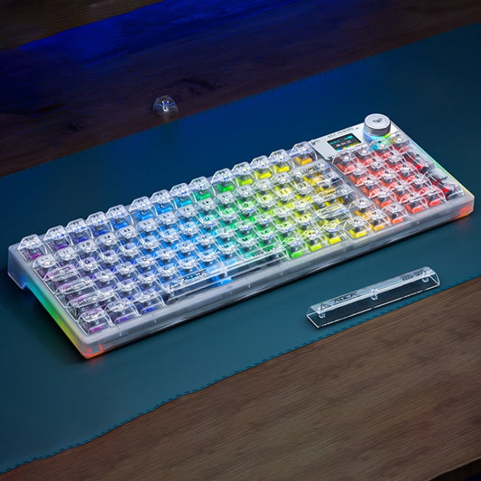 AULA F98 Pro 99 Keys Wired/2.4G/Bluetooth Three Model RGB Mechanical Keyboard, Shaft:Ice Crystal Shaft(Transparent White) - free shipping - PMC Jewellery - Order now!