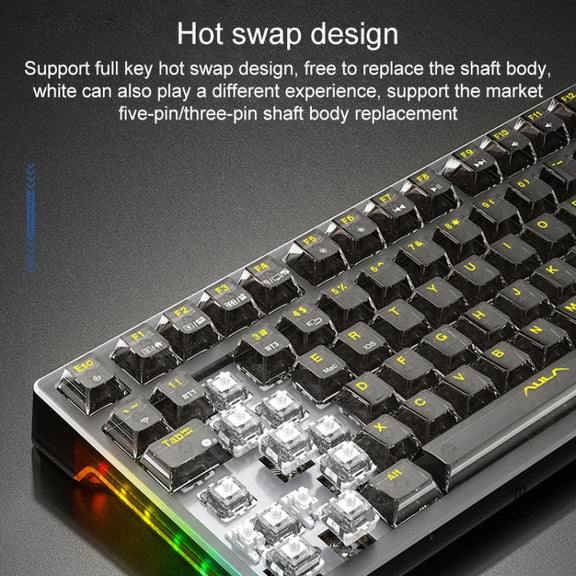 AULA F98 Pro 99 Keys Wired/2.4G/Bluetooth Three Model RGB Mechanical Keyboard, Shaft:Ice Crystal Shaft(Transparent White)