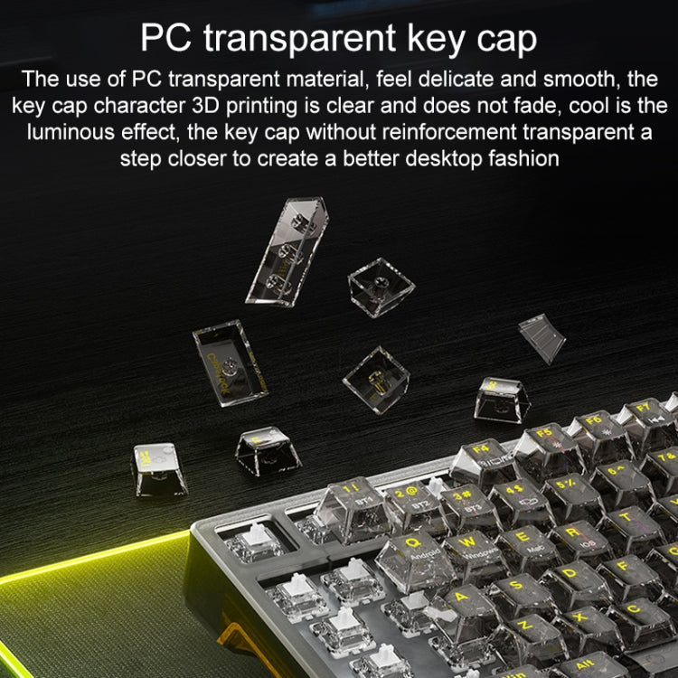 AULA F98 Pro 99 Keys Wired/2.4G/Bluetooth Three Model RGB Mechanical Keyboard, Shaft:Ice Crystal Shaft(Transparent White)