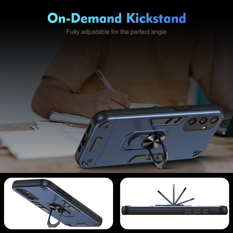 For Samsung Galaxy S25 5G Shockproof Metal Ring Holder Phone Case(Blue) - Galaxy S25 5G Cases by PMC Jewellery | Online Shopping South Africa | PMC Jewellery | Buy Now Pay Later Mobicred