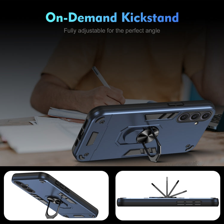 For Samsung Galaxy S25+ 5G Shockproof Metal Ring Holder Phone Case(Blue) - Galaxy S25+ 5G Cases by PMC Jewellery | Online Shopping South Africa | PMC Jewellery | Buy Now Pay Later Mobicred