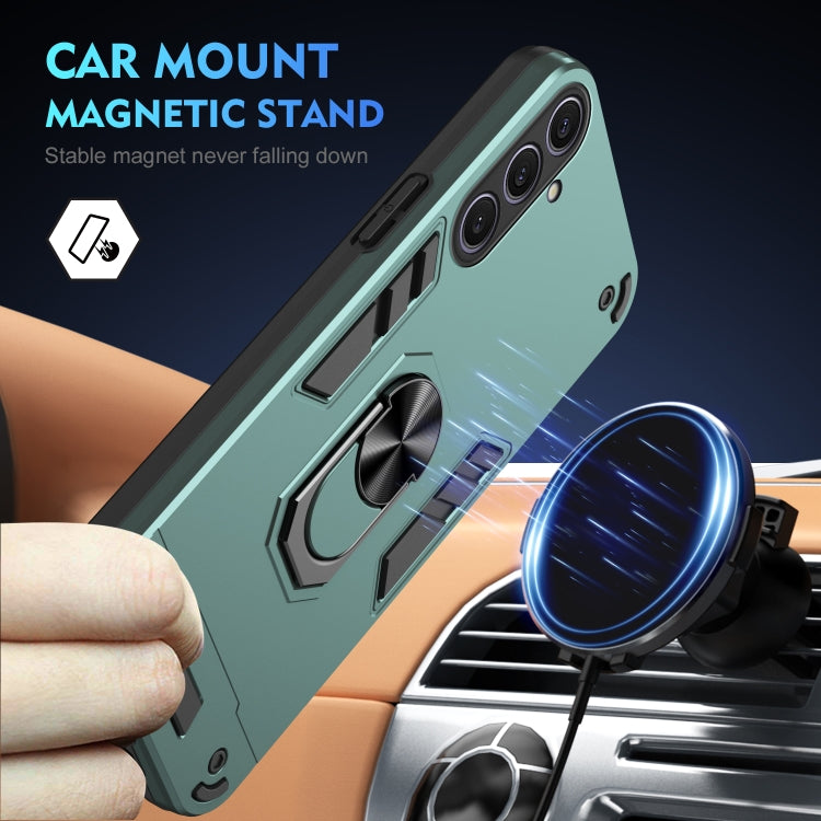 For Samsung Galaxy S25+ 5G Shockproof Metal Ring Holder Phone Case(Green)