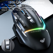 AULA S12 Pro 12800DPI Wired RGB Gaming Mouse(Black)