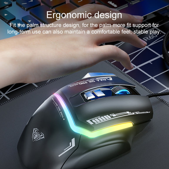 AULA S12 Pro 12800DPI Wired RGB Gaming Mouse(White)