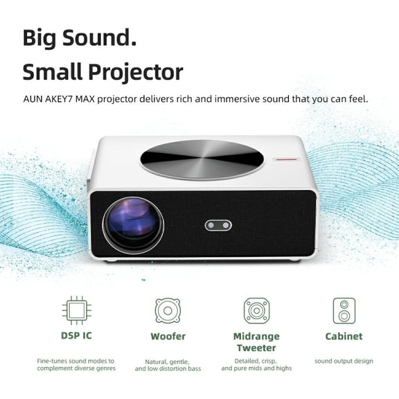 AUN AKEY7 MAX 1920x1080P HD Android LCD Projector EU Plug(White)