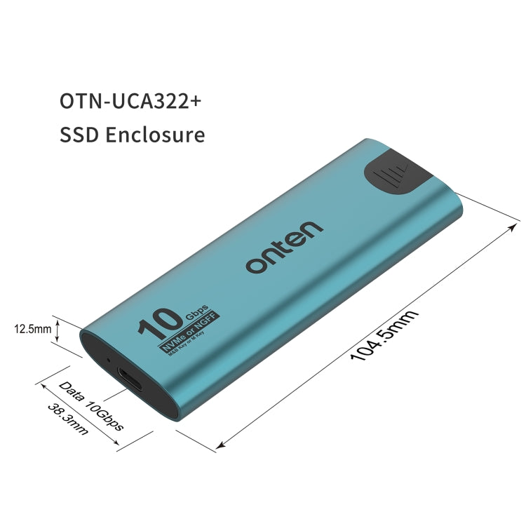 Onten UCA322+ 10Gbps M.2 M-key NVMe NGFF SSD Enclosure - free shipping - PMC TechLife - Order now!