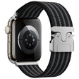 For Apple Watch 46mm / 49mm / 45mm / 44mm Parachute Buckle 4-Stripe Braided Nylon Watch Band(Black Grey) - free shipping - PMc TechLife - Order now!
