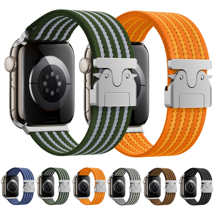 For Apple Watch 42mm / 41mm / 40mm / 38mm Parachute Buckle 4-Stripe Braided Nylon Watch Band(Black Grey)