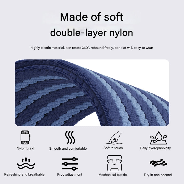 For Apple Watch 46mm / 49mm / 45mm / 44mm Parachute Buckle 4-Stripe Braided Nylon Watch Band(Black Grey)