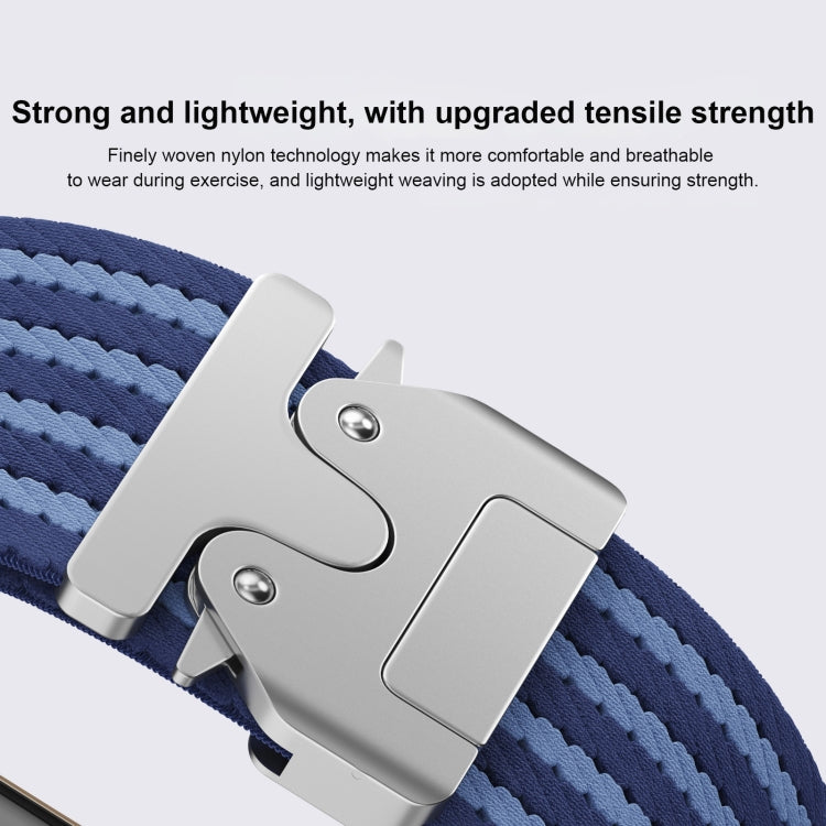 For Apple Watch 46mm / 49mm / 45mm / 44mm Parachute Buckle 4-Stripe Braided Nylon Watch Band(Black Grey)