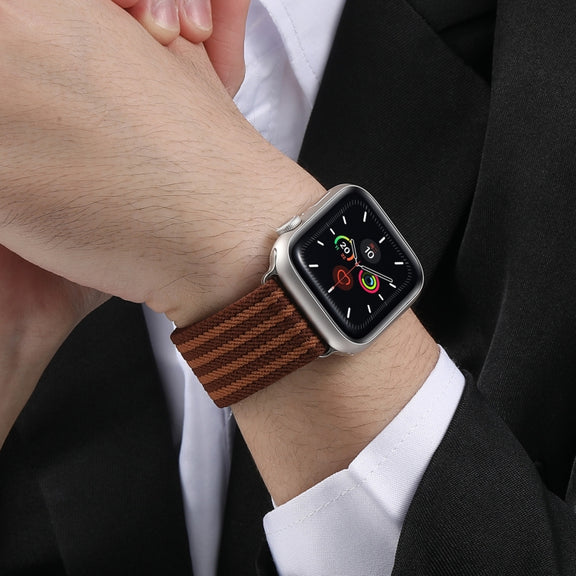 For Apple Watch 42mm / 41mm / 40mm / 38mm Parachute Buckle 4-Stripe Braided Nylon Watch Band(Black Grey)