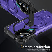 For Samsung Galaxy S25 5G Lens Holder MagSafe Phone Case(Purple)