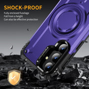 For Samsung Galaxy S25 5G Lens Holder MagSafe Phone Case(Purple)