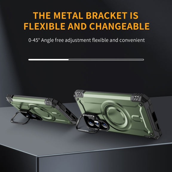 For Samsung Galaxy S25+ 5G Lens Holder MagSafe Phone Case(Army Green)
