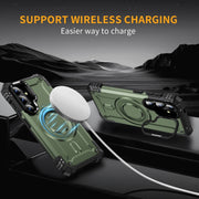 For Samsung Galaxy S25+ 5G Lens Holder MagSafe Phone Case(Army Green)