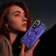 For Samsung Galaxy S25+ 5G Lens Holder MagSafe Phone Case(Purple)