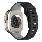 For Apple Watch 46mm / 49mm / 45mm / 44mm Horizontal Stripes Two-Color Silicone Watch Band(Black Grey)