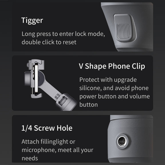 FUNSNAP Capture 5 Professional 3-Axis Handheld Gimbal Phone Live Stabilizer, Basic Version(Grey)