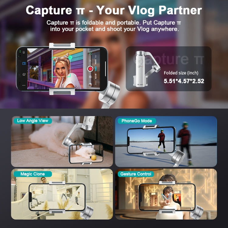 FUNSNAP Capture π Aluminum Alloy Arm 3-Axis Handheld Phone Gimbal, Combo Version(Grey) - free shipping - PMC Jewellery - Order now!