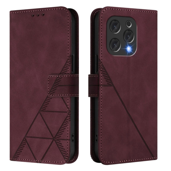 For Doogee N55 Plus Crossbody 3D Embossed Flip Leather Phone Case(Wine Red)