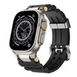 For Apple Watch 46mm / 49mm / 45mm / 44mm Cool Dual-Row Holes Silicone Watch Band(Black Silver) - Watch Bands by PMc TechLife | Online Shopping South Africa | PMc TechLife | Buy Now Pay Later Mobicred