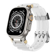 For Apple Watch 46mm / 49mm / 45mm / 44mm Cool Dual-Row Holes Silicone Watch Band(White Silver) - Watch Bands by PMC TechLife | Online Shopping South Africa | PMC TechLife | Buy Now Pay Later Mobicred