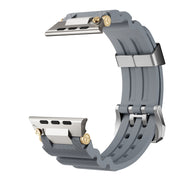 For Apple Watch 46mm / 49mm / 45mm / 44mm Cool Dual-Row Holes Silicone Watch Band(Grey Silver)