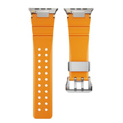 For Apple Watch 46mm / 49mm / 45mm / 44mm Cool Dual-Row Holes Silicone Watch Band(Orange Silver)