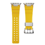 For Apple Watch 46mm / 49mm / 45mm / 44mm Cool Dual-Row Holes Silicone Watch Band(Yellow Silver)