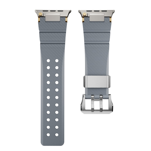 For Apple Watch 42mm / 41mm / 40mm / 38mm Cool Dual-Row Holes Silicone Watch Band(Grey Silver)