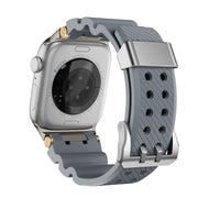 For Apple Watch 42mm / 41mm / 40mm / 38mm Cool Dual-Row Holes Silicone Watch Band(Grey Silver)