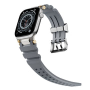 For Apple Watch 42mm / 41mm / 40mm / 38mm Cool Dual-Row Holes Silicone Watch Band(Grey Silver)