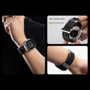 For Apple Watch 46mm / 49mm / 45mm / 44mm Cool Dual-Row Holes Silicone Watch Band(White Silver)