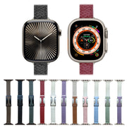 For Apple Watch 46mm / 49mm / 45mm / 44mm 14mm Magnetic Buckle Litchi Leather Watch Band(Pink Beige)