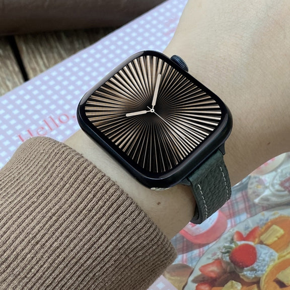 For Apple Watch 46mm / 49mm / 45mm / 44mm 14mm Magnetic Buckle Litchi Leather Watch Band(Pink Beige)