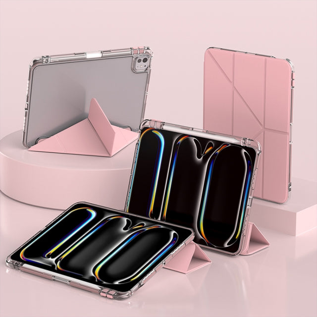 For iPad Pro 13 2024 mutural Y-Shape Deformation Leather Tablet Case(Pink)