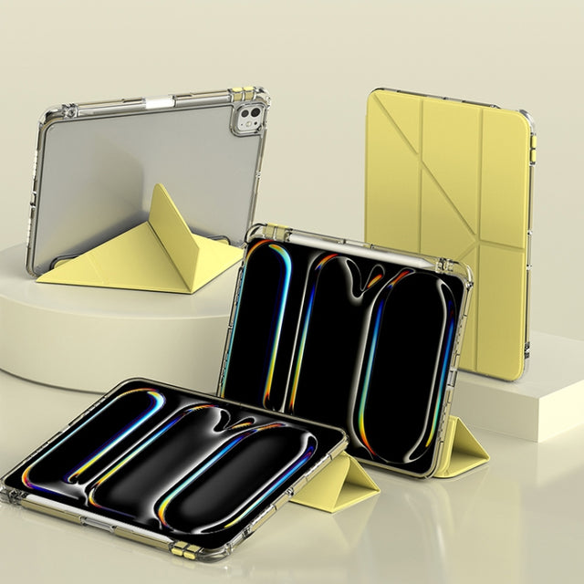 For iPad Pro 13 2024 mutural Y-Shape Deformation Leather Tablet Case(Yellow)