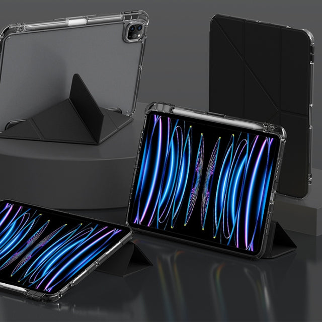 For iPad Air 13 2024 / 2025 mutural Y-Shape Deformation Leather Tablet Case(Black)