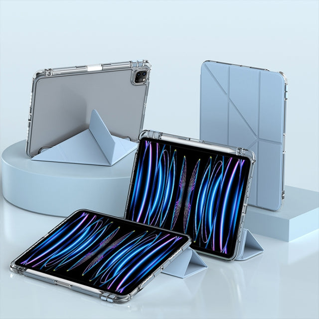 For iPad Air 13 2024 / 2025 mutural Y-Shape Deformation Leather Tablet Case(Ice Blue)