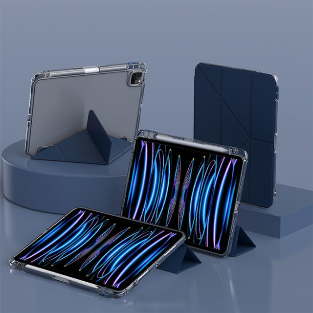 For iPad Air 13 2024 / 2025 mutural Y-Shape Deformation Leather Tablet Case(Navy Blue)